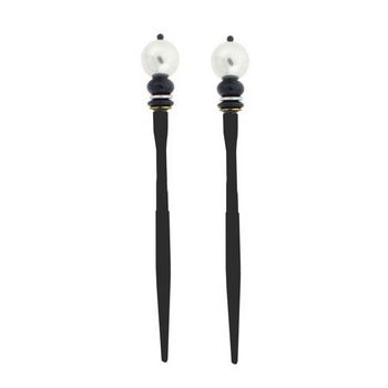 Mei Fa - Hairstyx - Derby Silver - Short Hairsticks - (Set of 2)