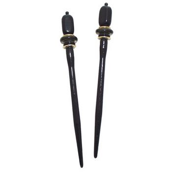 Mei Fa - Hairstyx - Jet - Short Hairsticks - (Set of 2)