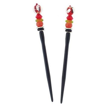 Mei Fa - Hairstyx - Skip Red - Short Hairsticks - (Set of 2)