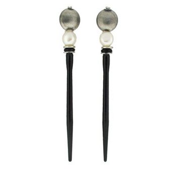 Mei Fa - Hairstyx - Vidalia Silver - Short Hairsticks - (Set of 2)