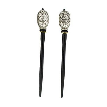 Mei Fa - Hairstyx - York Silver - Short Hairsticks - (Set of 2)