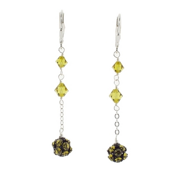 Michele Busch - Earrings - Set of Two Stilletto in Lime Swarovski w/Ball & Chain