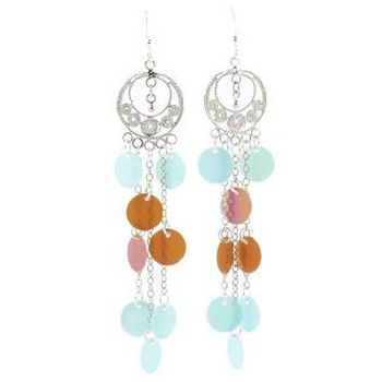 Michele Busch - Earrings - Set of Sterling Silver Filigree w/Paillettes