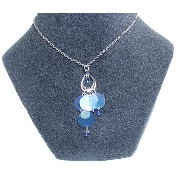 Michele Busch - Necklace - Blue & Cream Paillettes