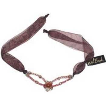 Michele Busch - Choker - Ribbon & Beaded Wine Hued w/Vintage Czech Flower