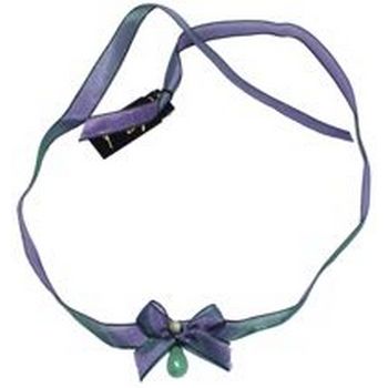 Michele Busch - Choker - Rich Royal Purple Ribbon Choker w/Green Jade Teardrop