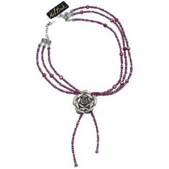 Michele Busch - Necklace - Three Strand Wine Pearl w/Sterling Flower