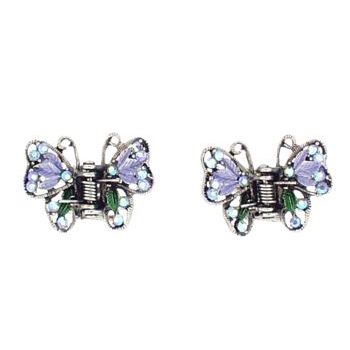 HB HairJewels - Hip Clips - Mini Enamel & Crystal Butterfly Claws - Lt Amethyst Hued (2)