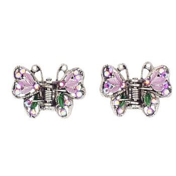 HB HairJewels - Hip Clips - Mini Enamel & Crystal Butterfly Claws - Pink (2)