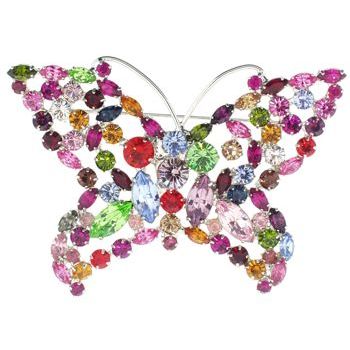 nOir - Large Butterfly Brooch on Silver Hued Pin (1)