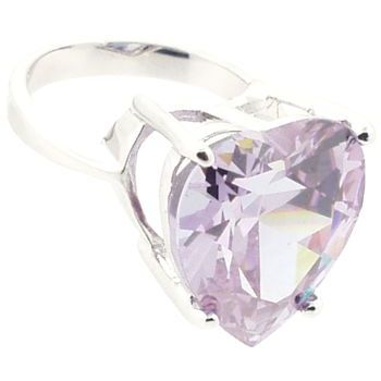 nOir - Heart Amethyst CZ/Silver Ring (1) - Size 7