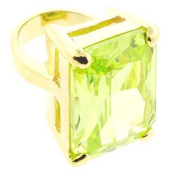 nOir - Large Square Citrine CZ/Gold Ring (1) - Size 6