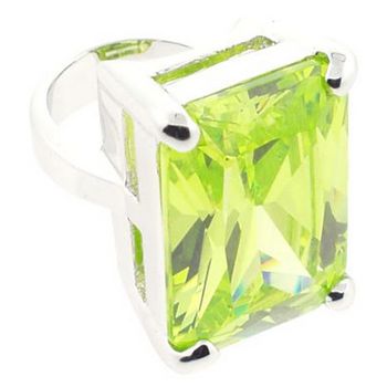 nOir - Large Square Citrine CZ/Silver Ring (1) - Size 6