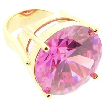 nOir - Large Round Pink CZ/Gold Ring (1) - Size 6