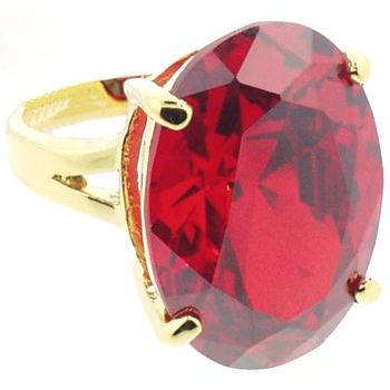 nOir - Large Oval Ruby CZ/Gold Ring (1) - Size 6