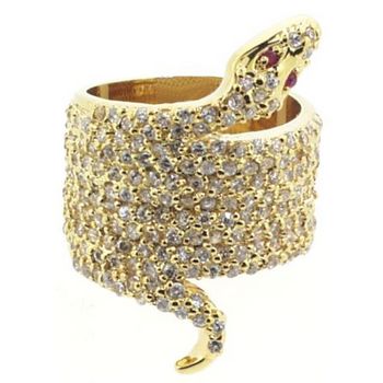 nOir - Snake Wrap White CZ/Gold Ring (1) - Size 7