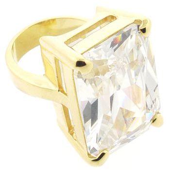nOir - Large Square White CZ/Gold Ring (1) - Size 6