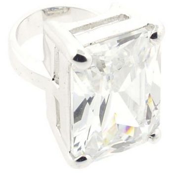 nOir - Large Square White CZ/Silver Ring (1) - Size 7