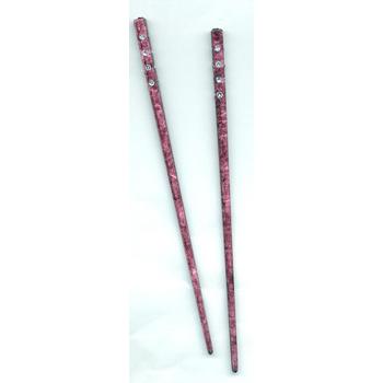 HB HairJewels - Rhinestone Hairsticks - Marbled Cranberry