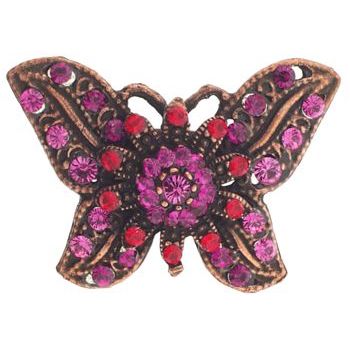 Seasonal Whispers - Small Butterfly w/Copper Metal Hair Clip - Red Funk (1)