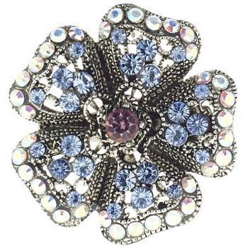 Seasonal Whispers - Small Crystal Flower w/Silver Hair Clip - AB (1)