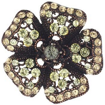 Seasonal Whispers - Small Crystal Flower w/Copper Hair Clip - Gold (1)