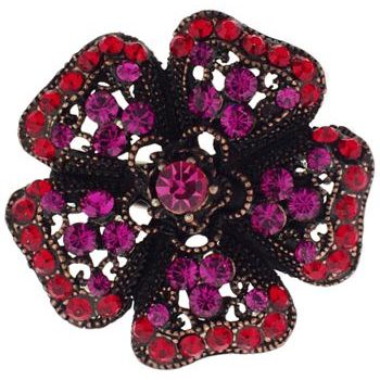 Seasonal Whispers - Small Crystal Flower w/Copper Hair Clip - Red (1)