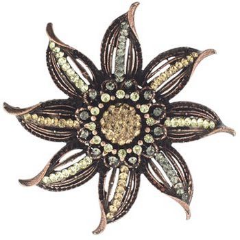 Seasonal Whispers - Large Crystal Flower w/Copper Hair Clip - Gold (1)