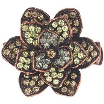 Seasonal Whispers - Crystal Flower w/Copper Hair Clip - Gold (1)