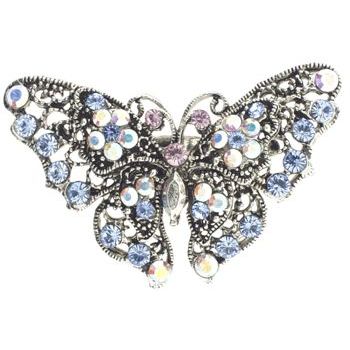 Seasonal Whispers - Crystal Butterfly w/Copper Hair Clip - MultiHued (1)
