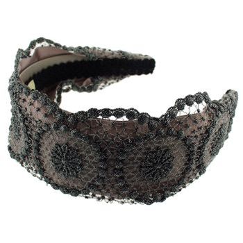 Susan Daniels - Headband - 3inch Wide Black Lace Headband
