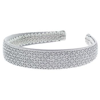Susan Daniels - Headband - 1inch Silver Satin w/Silver Mesh