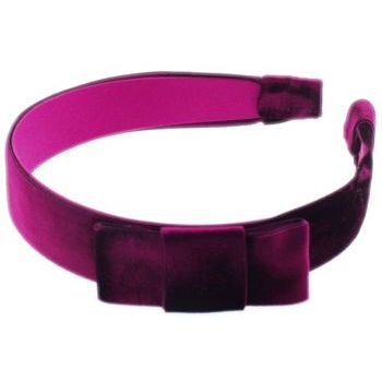 Susan Daniels - Headband - 1inch Shiny Velvet - Berry w/Bow (1)