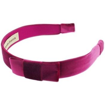 Susan Daniels - Headband - 1inch Shiny Velvet - Fuschsia w/Bow (1)