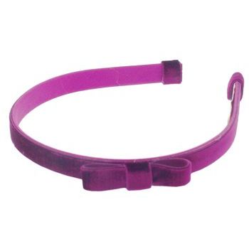 Susan Daniels - Headband - 1/2inch Shiny Velvet - Fuschia w/Bow (1)