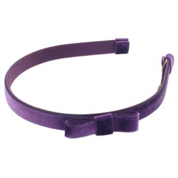 Susan Daniels - Headband - 1/2inch Shiny Velvet - Purple w/Bow (1)