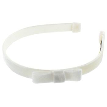 Susan Daniels - Headband - 1/2inch Shiny Velvet - White w/Bow (1)