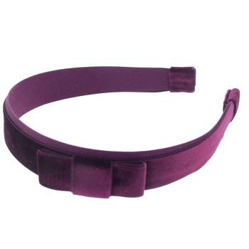 Susan Daniels - Headband - 1inch Two-Tone Raspberry Velvet & Satin Headband w/Bow (1)
