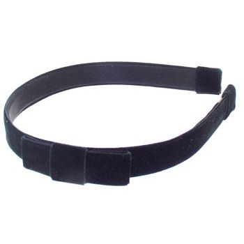Susan Daniels - Headband - 5/8inch Shiny Velvet - Black w/Bow (1)