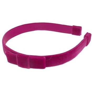 Susan Daniels - Headband - 5/8inch Shiny Velvet - Berry w/Bow (1)