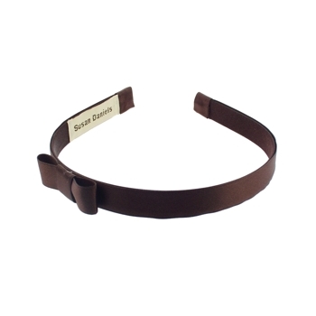 Susan Daniels - Headband - 1/2inch Satin - Brown with Bow