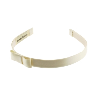 Susan Daniels - Headband - 1/2inch Satin - Cream with Bow