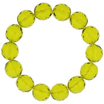 Yochi - Czech Glass Inspired Stretch Bracelet (1) Olivine Green